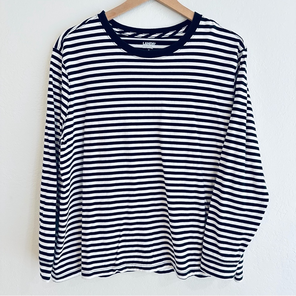 Lands End Striped Long Sleeve Top